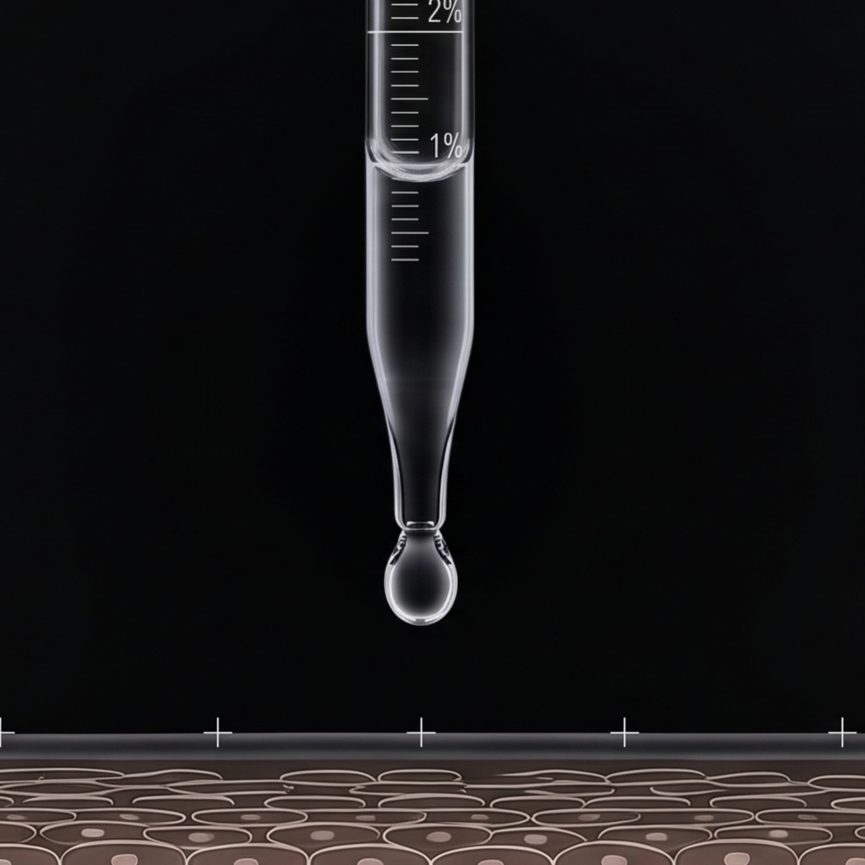 Glass dropper above skin